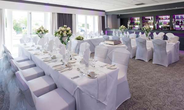 Barnstaple Hotel Ashford Suite Wedding Meal Tables and Bar