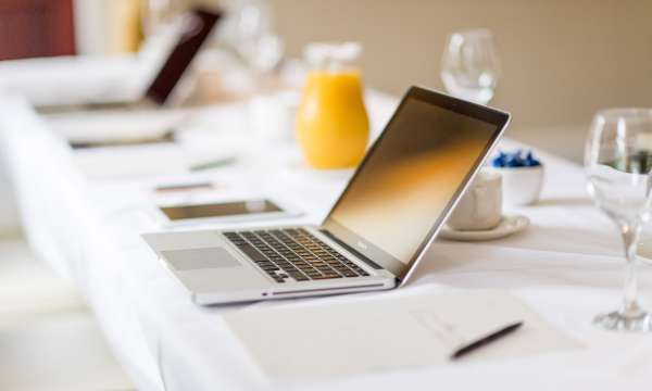 laptop in a meeting setting