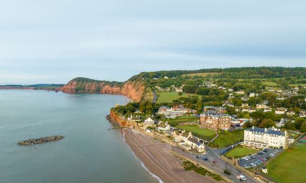 Aerial shot of the Victoria & Belmont Hotel in Sidmouth