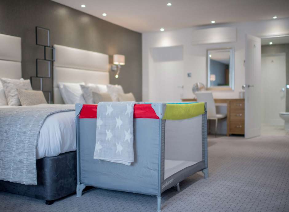 Barnstaple Hotel Taw Suite Accommodation set for Family Stay with Cot