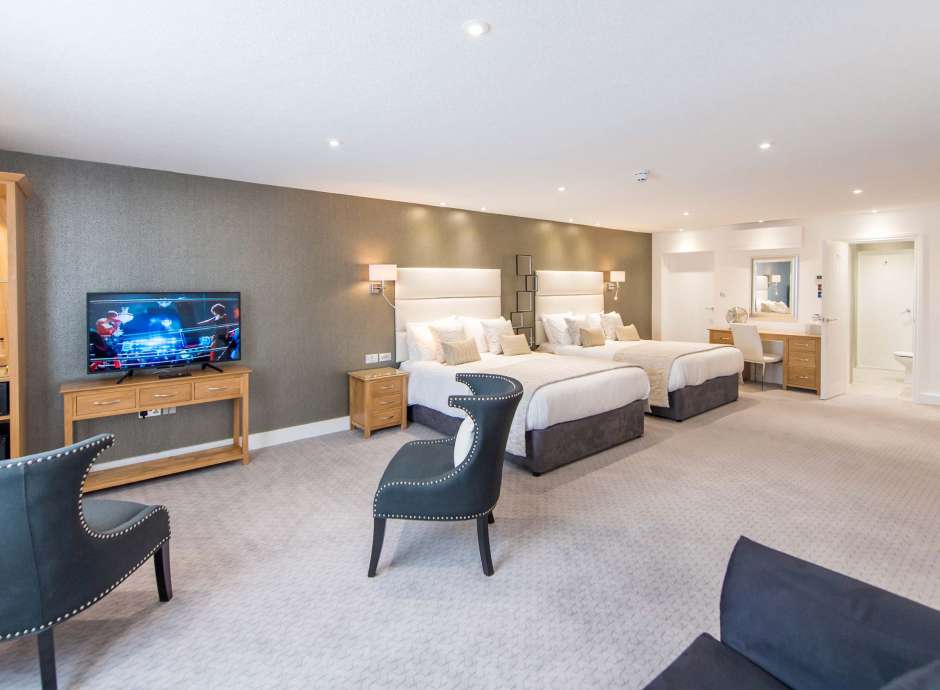 Barnstaple Hotel Taw Suite Accommodation Bed Television and Seating