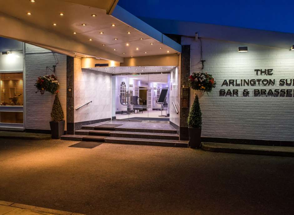 Barnstaple Hotel Entrance at Nighttime