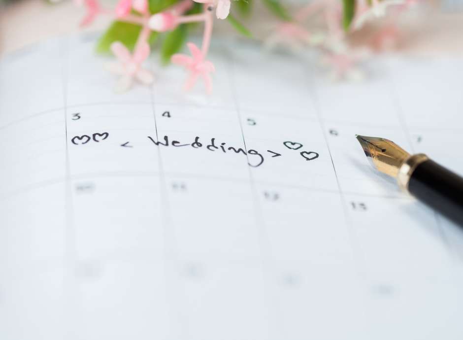 Calendar with wedding day marked out