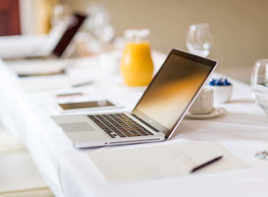 laptop in a meeting setting