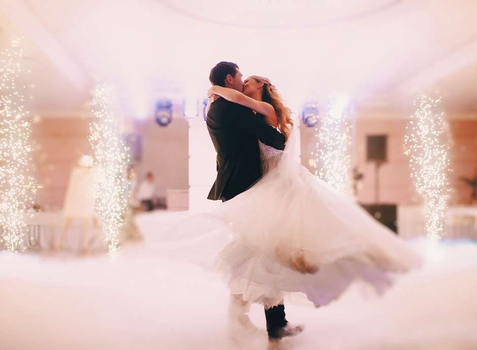 Bride and groom on dance floor