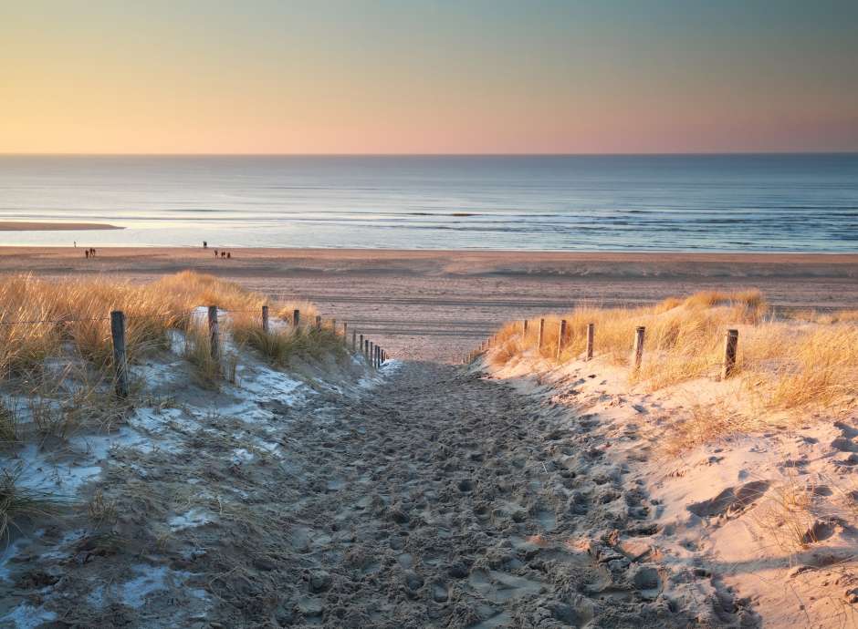 beach with snow