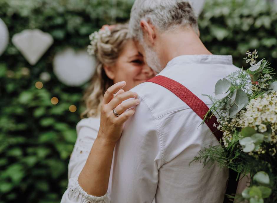 Bride and groom posing