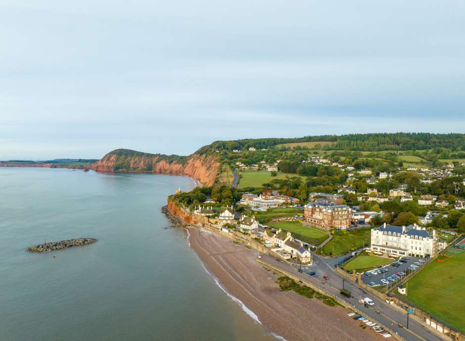 Aerial shot of the Victoria & Belmont Hotel in Sidmouth