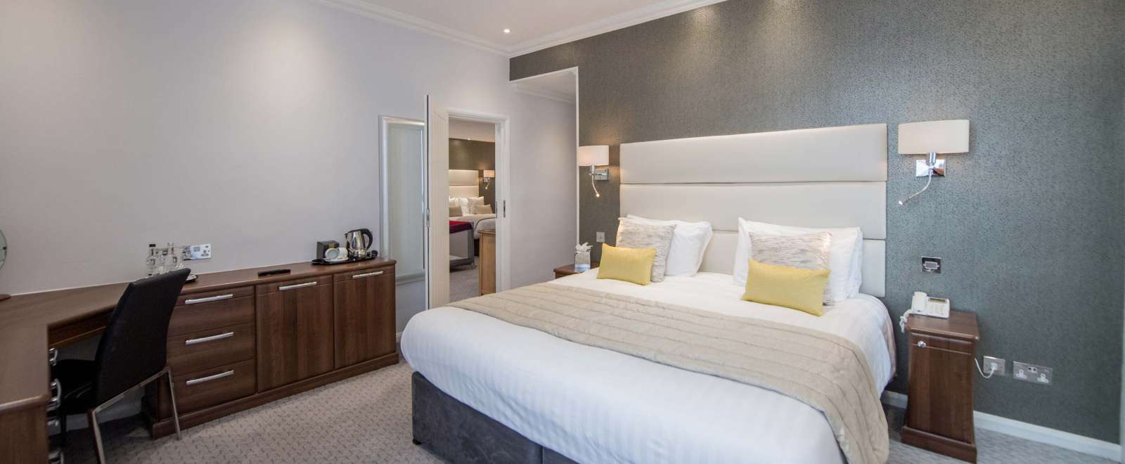 Barnstaple Hotel Bray Suite and Taw Suite Interconnecting Rooms Accommodation Bed and Desk