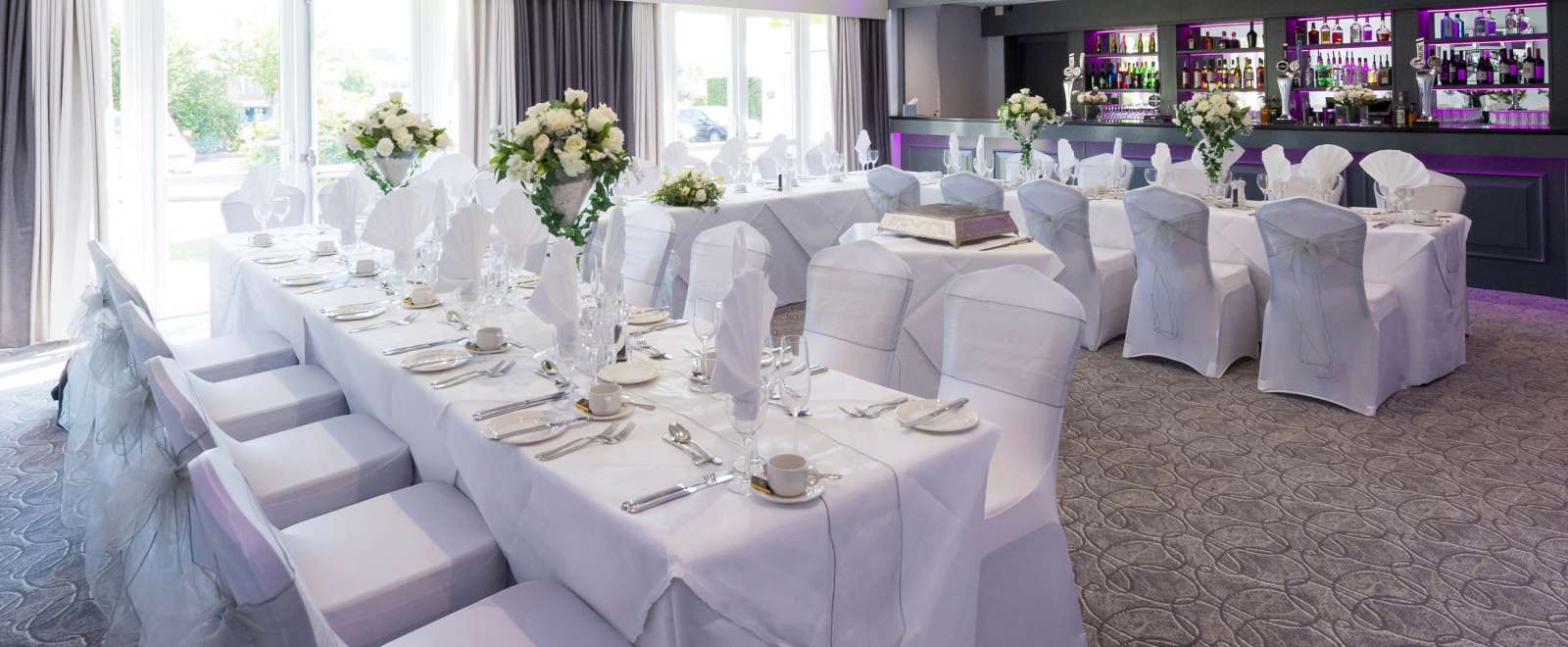 Barnstaple Hotel Ashford Suite Wedding Meal Tables and Bar