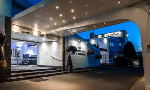 Barnstaple Hotel Entrance at Nighttime