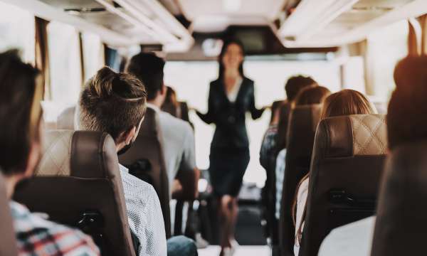 group of people on coach