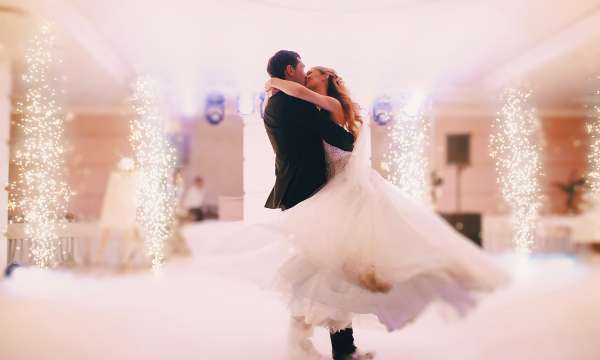 Bride and groom on dance floor