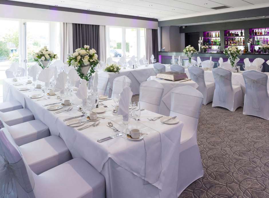 Barnstaple Hotel Ashford Suite Wedding Meal Tables and Bar